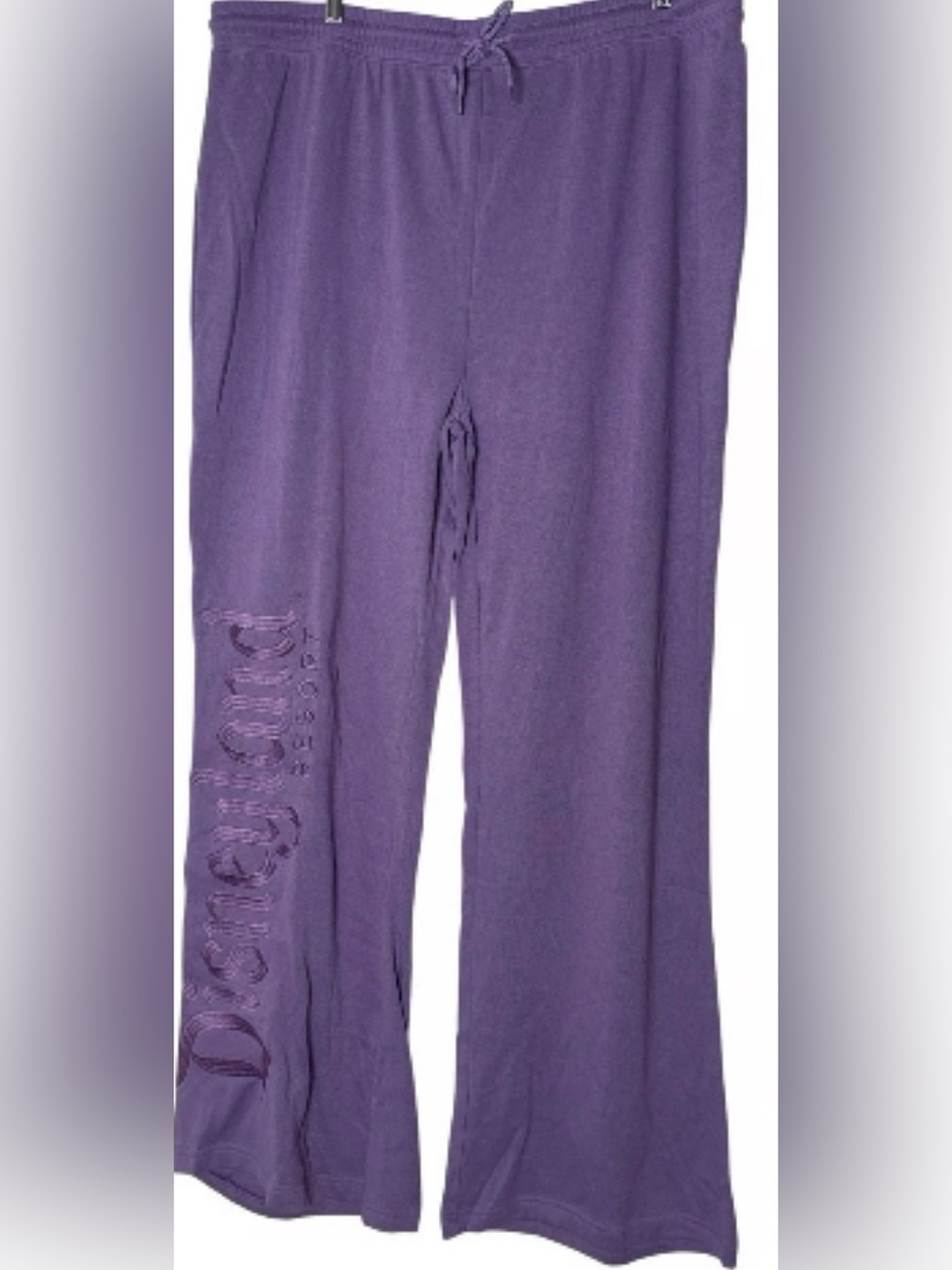 Disney Parks Women’s Disneyland Embroidered Purple Fleece Lounge Pants - L - NEW